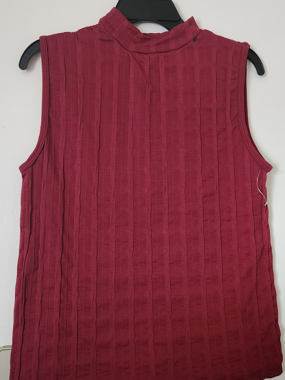 Women's Sleeveless Ribbed Mock Neck Tank - Raspberry - Picture 2 of 6